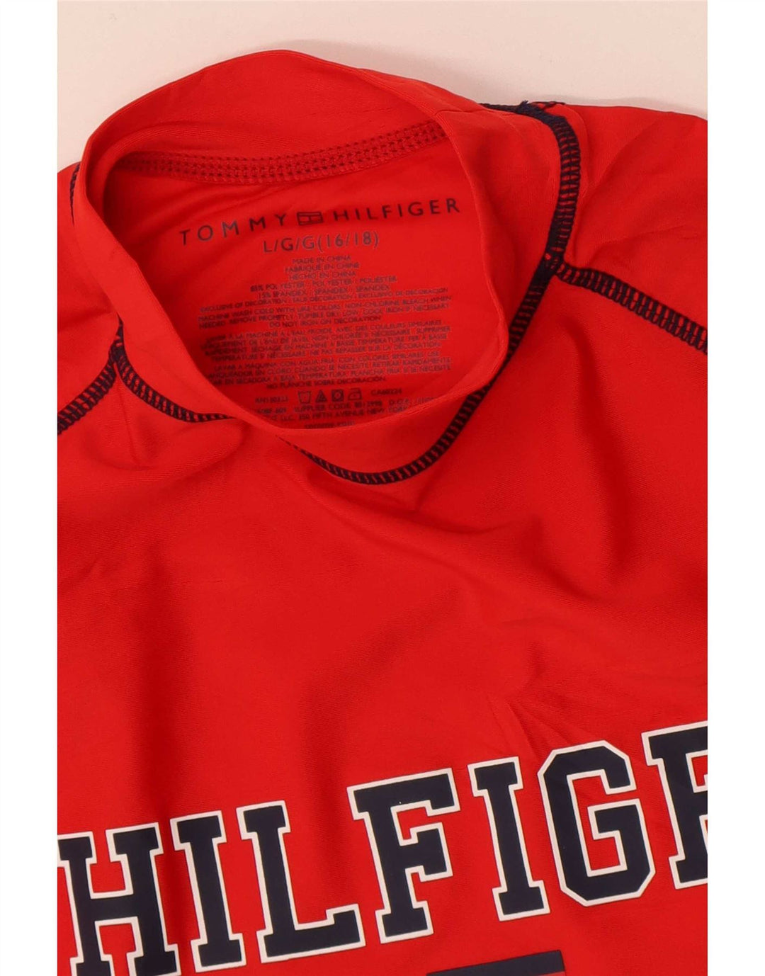 Tommy Hilfiger Grafik-T-Shirt für Jungen, 15–16 Jahre, Größe L, rotes Polyester