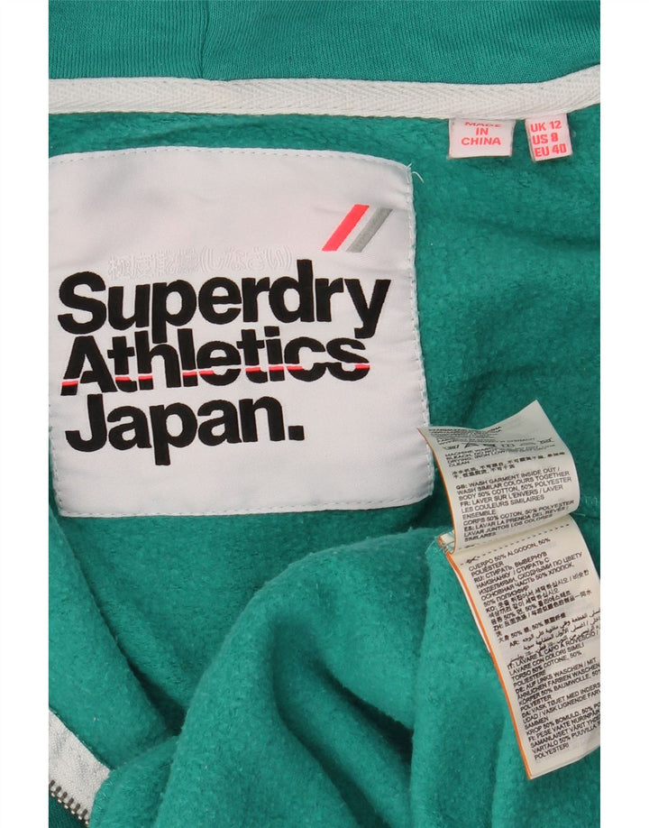 SUPERDRY Damen-Kapuzenpullover mit Reißverschluss, UK 12, mittelgrüne Baumwolle