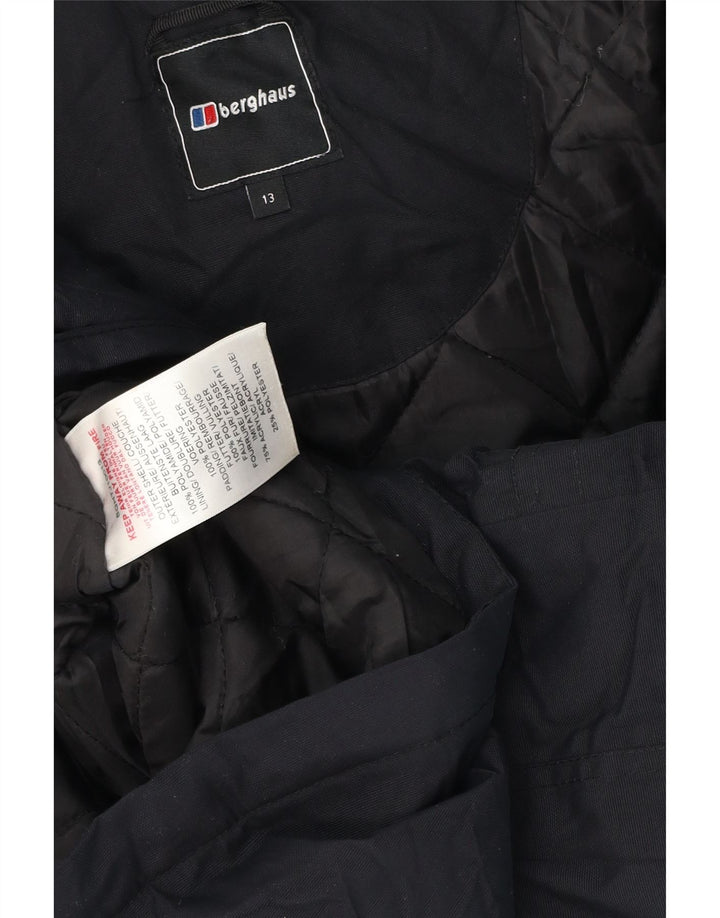Berghaus Jungen-Windbreaker-Mantel mit Kapuze, 12–13 Jahre, schwarzes Polyester