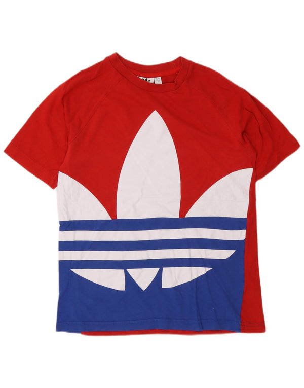 Adidas T-Shirt mit Grafik für Jungen, 12–13 Jahre, rotes Colourblock-Baumwolle