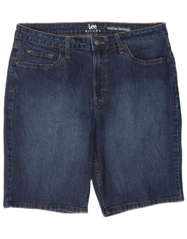Lee Damen Riders Mid Rise Bermuda Denim Shorts US 14 XL W34 Blaue Baumwolle