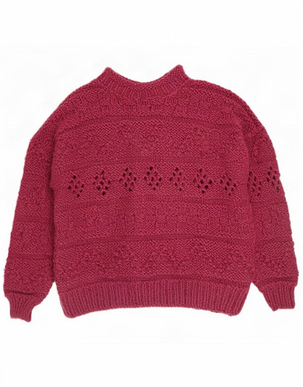 Vintage Damen Übergroßer Rollkragenpullover Pullover UK 18 XL Burgund