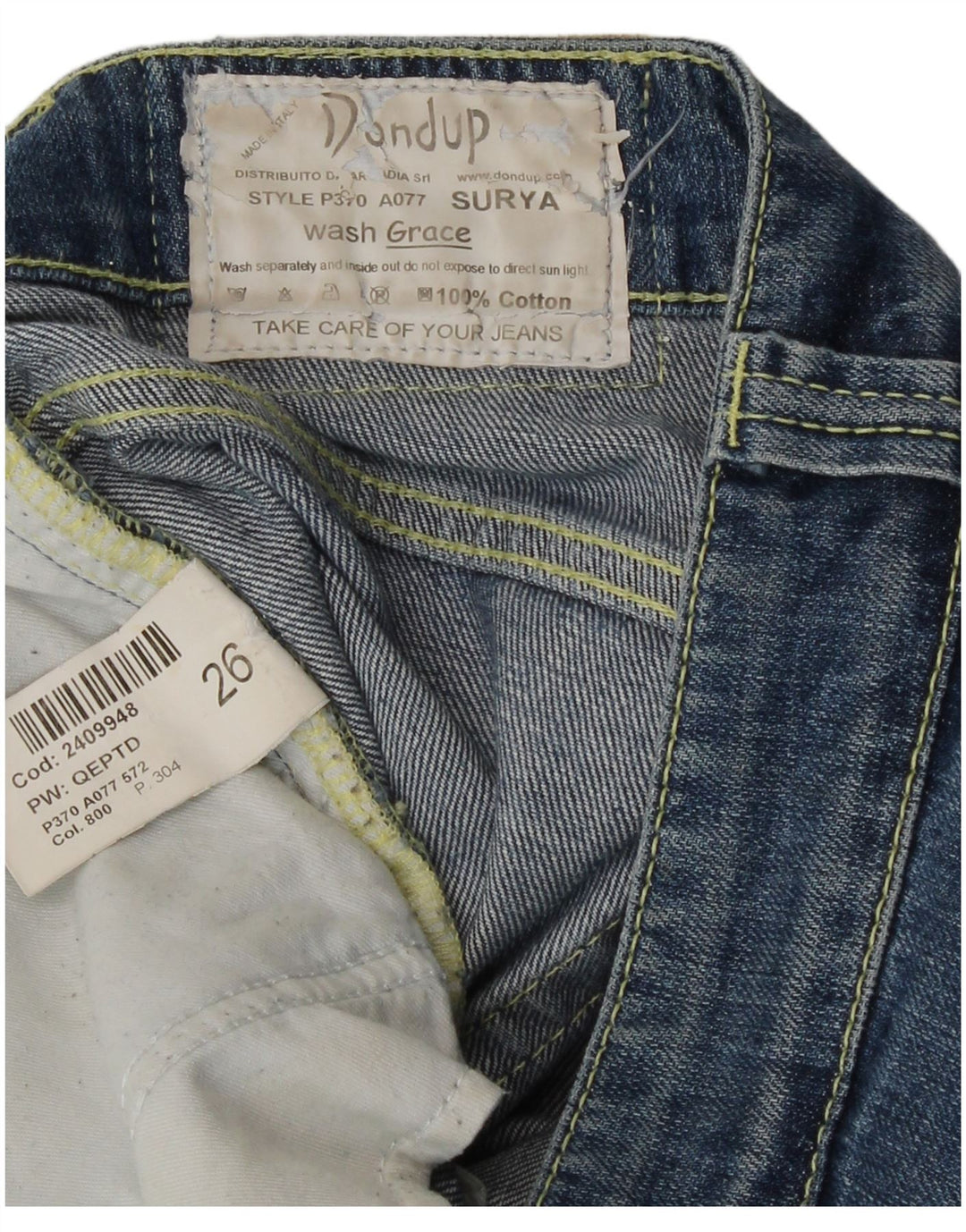 Dondup Damen-Crop-Jeans W26 L23 Blaue Baumwolle