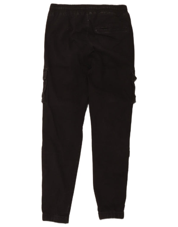 Hollister Herren Crop Jogger Cargohose XS W30 L26 Schwarze Baumwolle