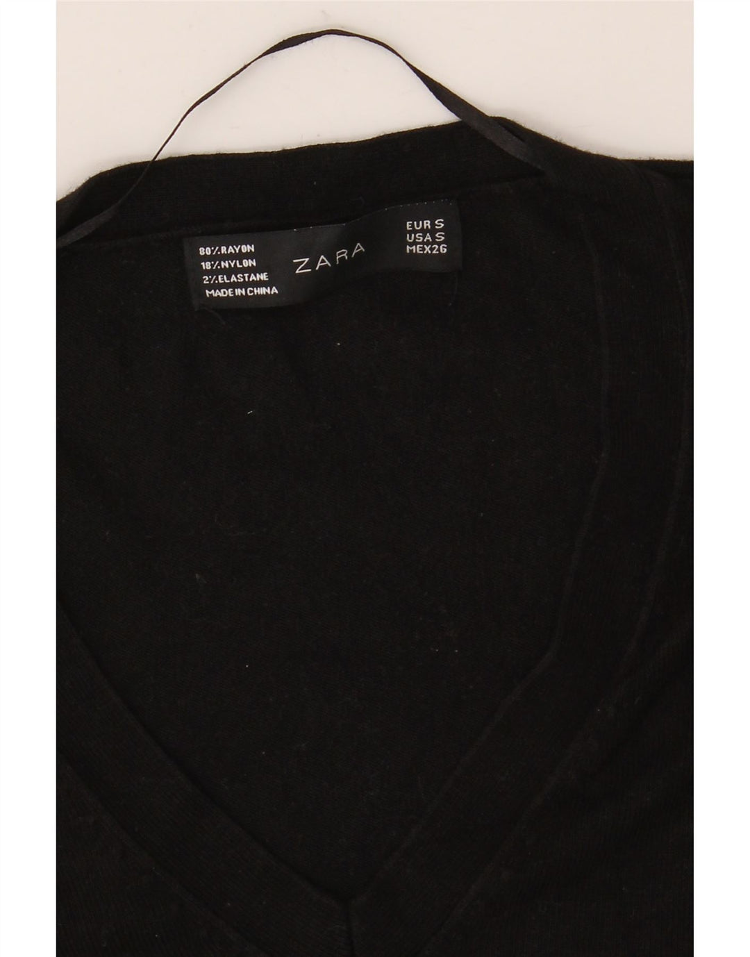 Zara Damen-Pullover mit V-Ausschnitt, Gr. 10, Größe S, Schwarz