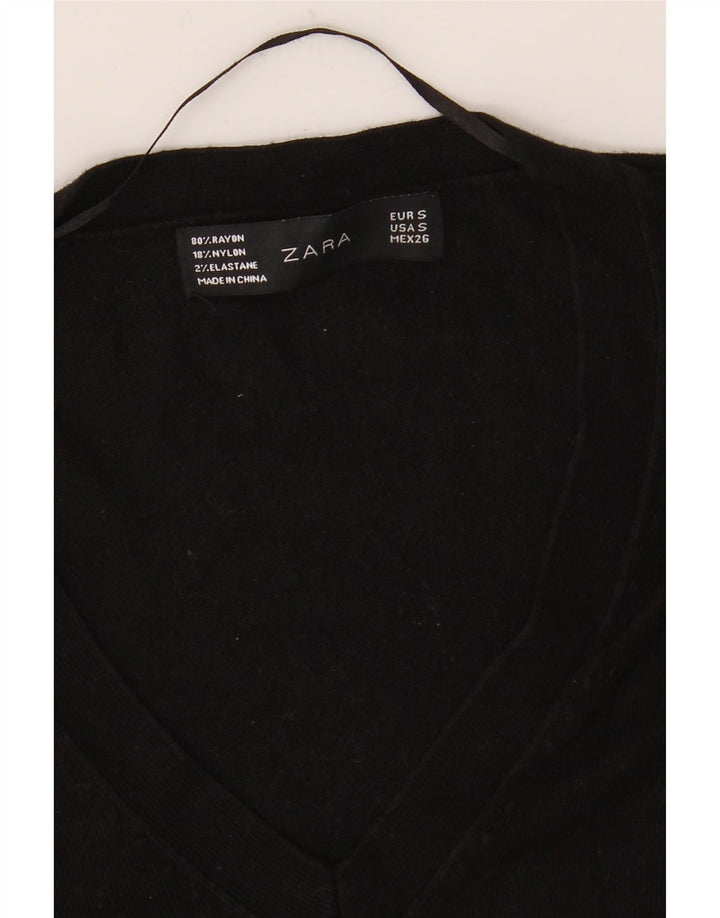 Zara Damen-Pullover mit V-Ausschnitt, Gr. 10, Größe S, Schwarz