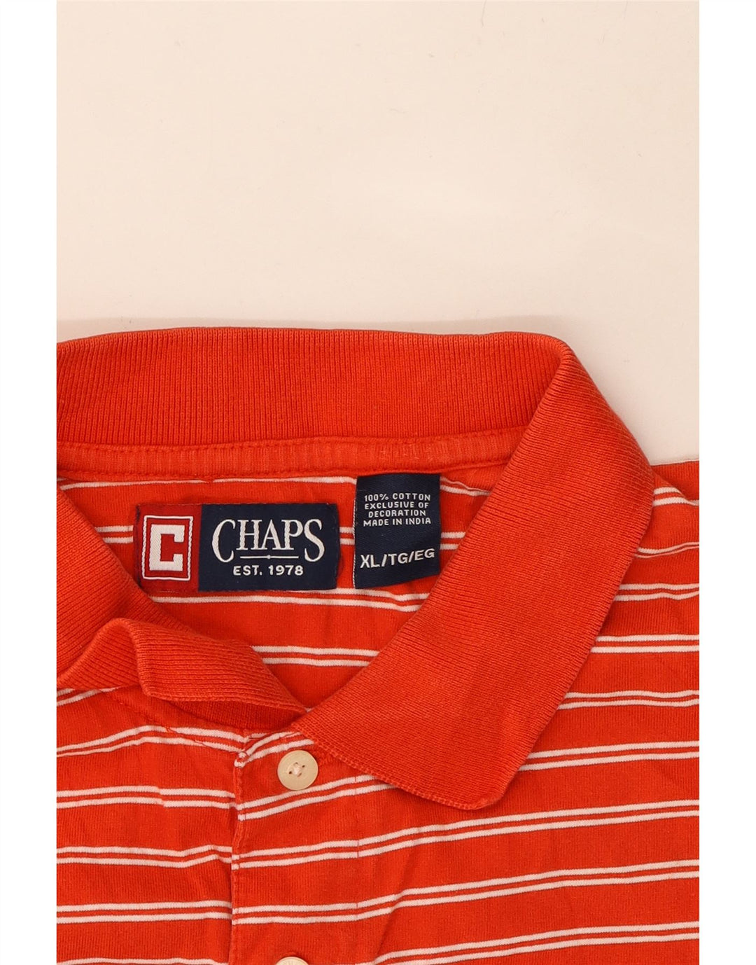 CHAPS Mens Big & Tall Polo Shirt XL Red Striped Cotton Vintage Chaps and Second-Hand Chaps from Messina Hembry 