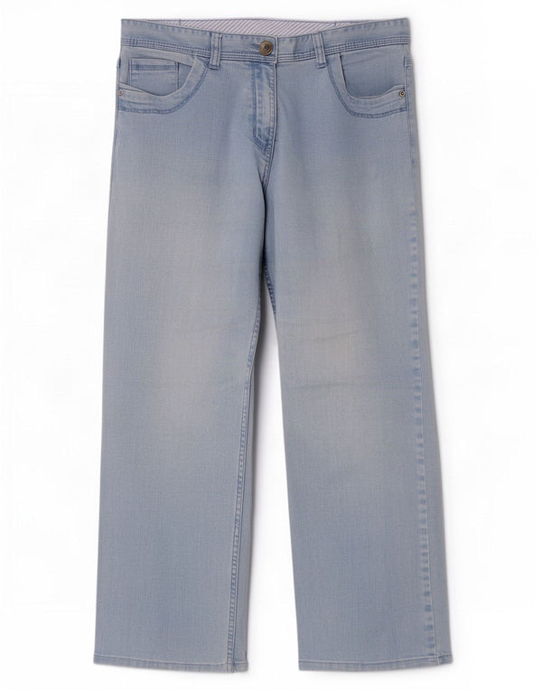 Marks & Spencer Damen Crop Straight Jeans UK 12 Medium W30 L25 Blau