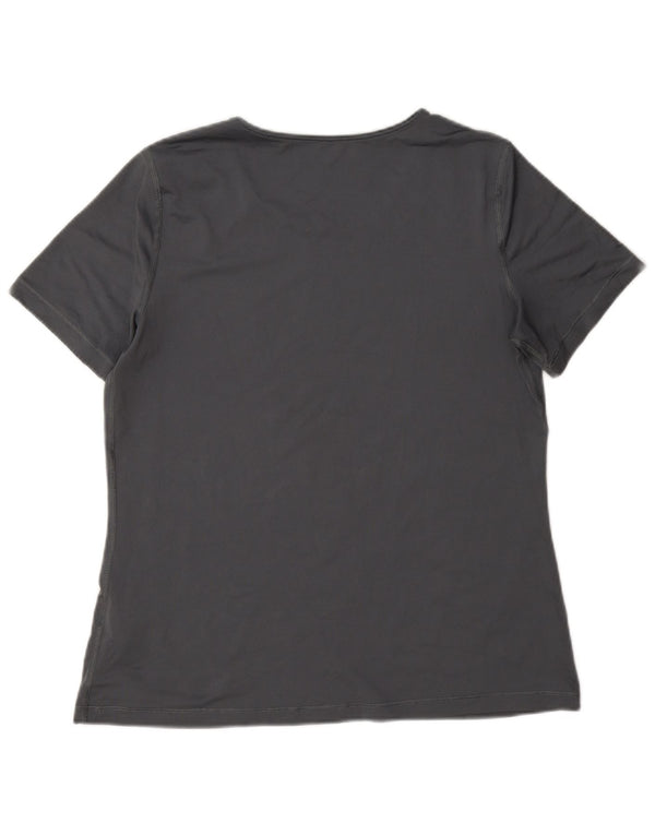 Nike Damen Dri Fit T-Shirt Top UK 16 Large Grau Polyester