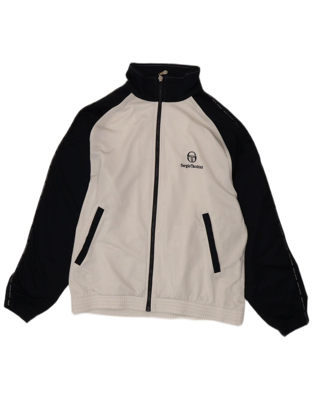 SERGIO TACCHINI Herren-Trainingsanzug-Top-Jacke, Mittelweiß, Farbblock