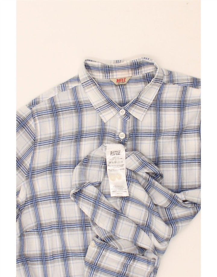 RIFLE Womens Shirt UK 10 Small Blue Check Cotton Vintage Rifle and Second-Hand Rifle from Messina Hembry 