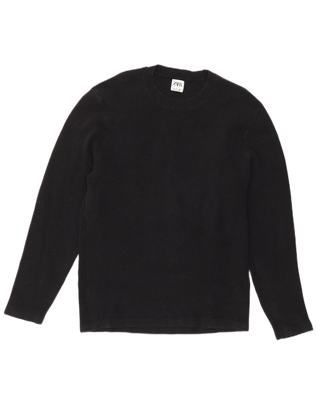 Zara Herren-Pullover mit Rundhalsausschnitt, Größe L, Schwarz