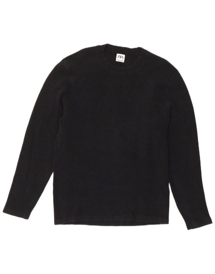 Zara Herren-Pullover mit Rundhalsausschnitt, Größe L, Schwarz