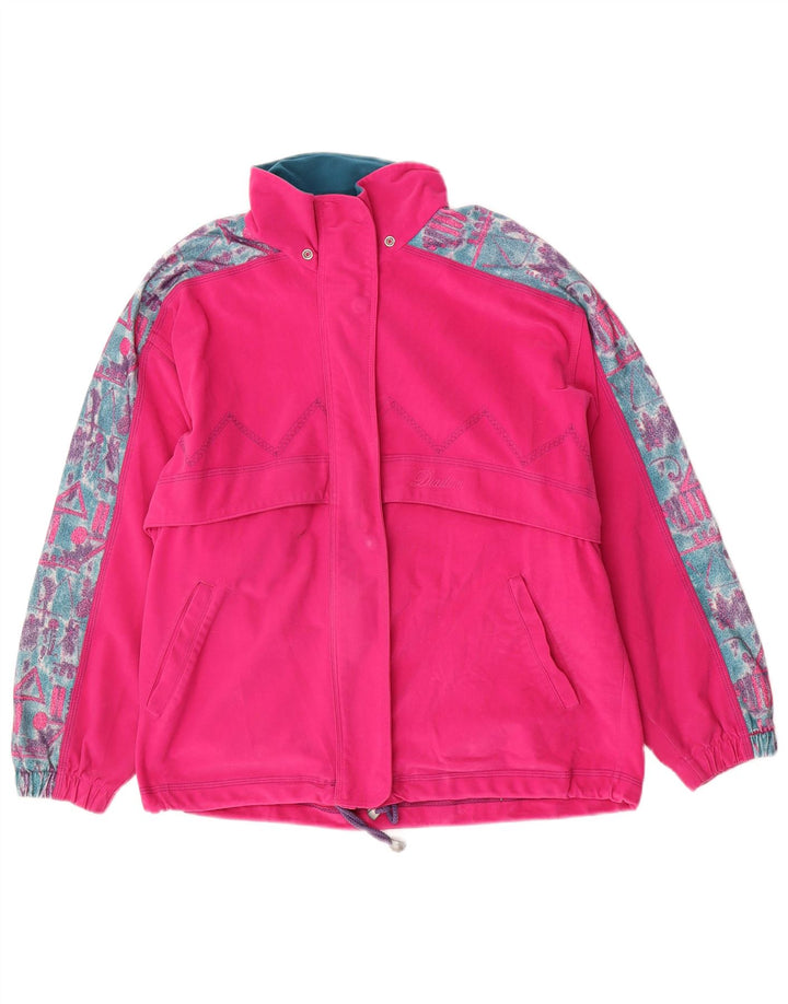 DIADORA Womens Oversized Tracksuit Top Jacket US 6 Medium Pink Geometric