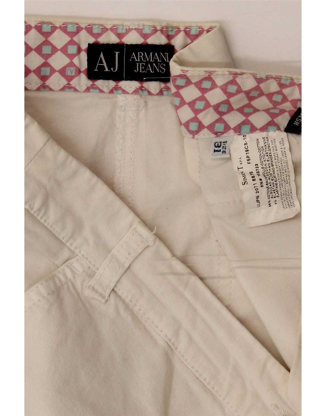 Armani Damen Caprihose W31 L20 Weiße Baumwolle