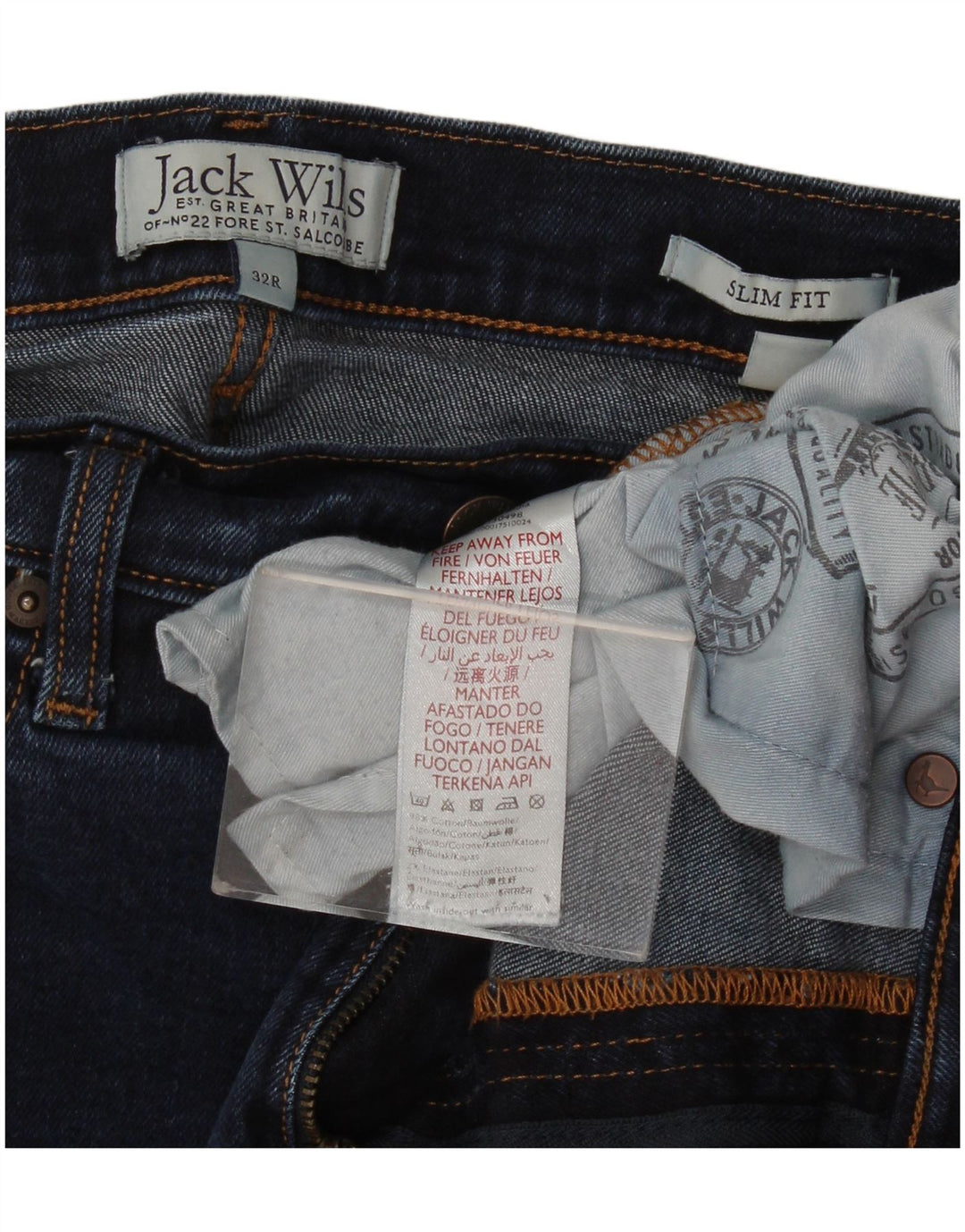 Jack Wills Slim-Jeans für Herren, W32, L28, marineblau, Baumwolle