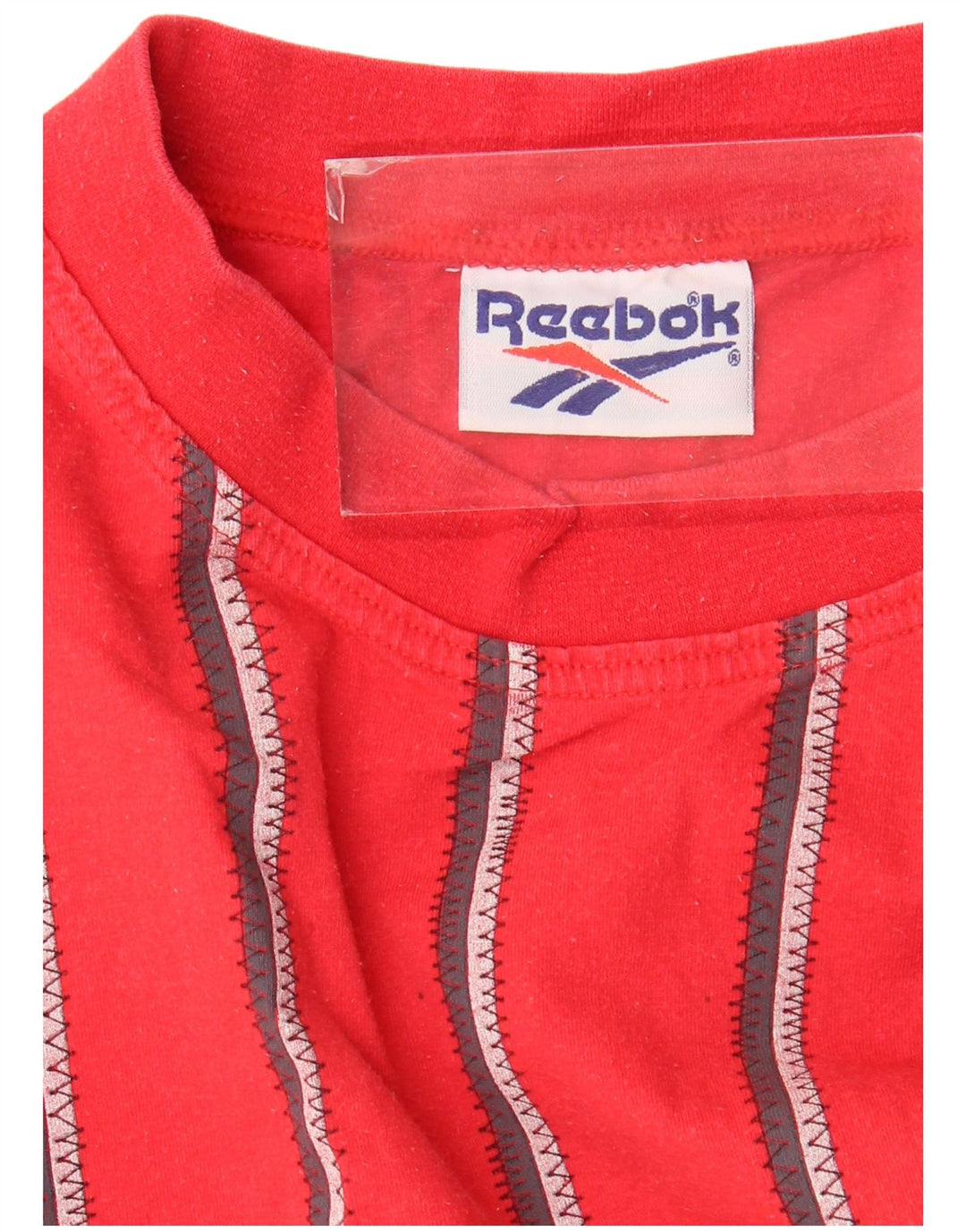Reebok Herren T-Shirt Top Mittelrot gestreift aus Baumwolle
