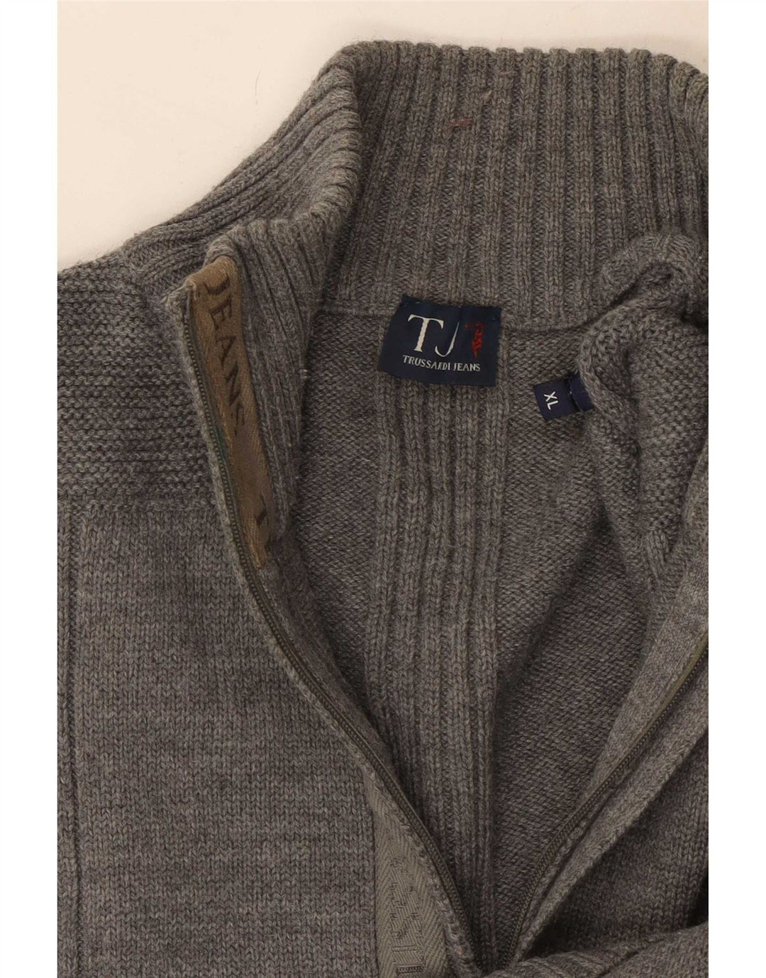 Trussardi Jeans Herren-Pullover mit Reißverschluss, XL, Grau