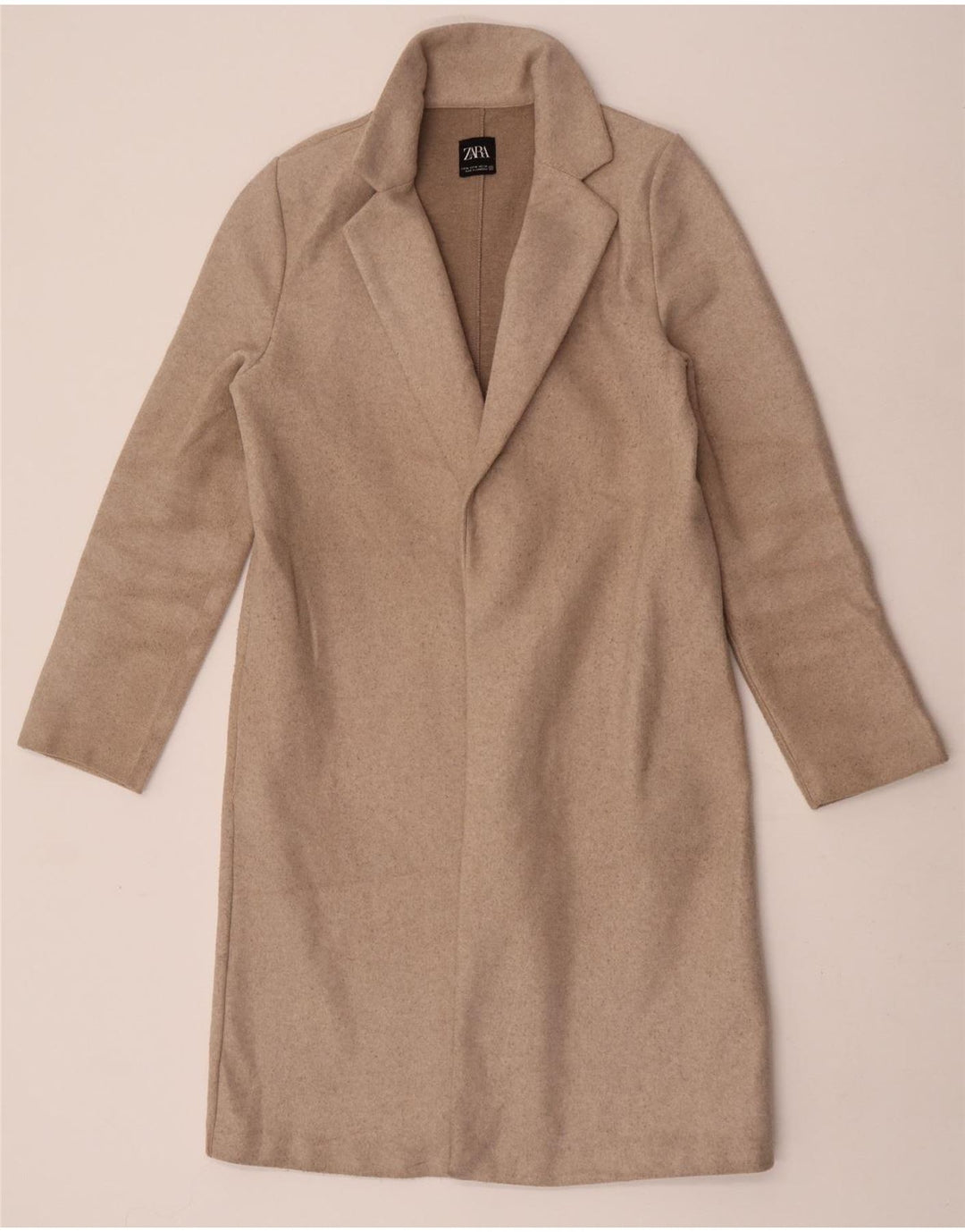 Zara Damen Mantel UK 12 Medium Beige Polyester