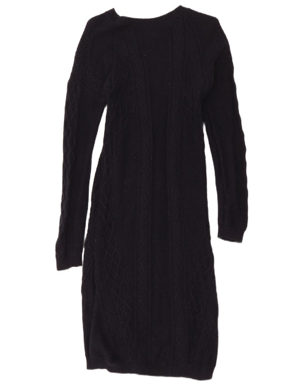 Hobbs Langarm-Pulloverkleid für Damen UK 12 Mittelmarineblaue Baumwolle