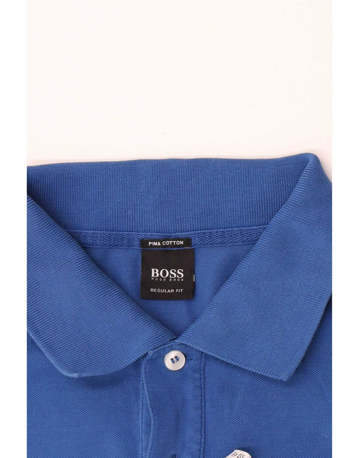Hugo Boss Herren-Poloshirt mit normaler Passform, große blaue Baumwolle