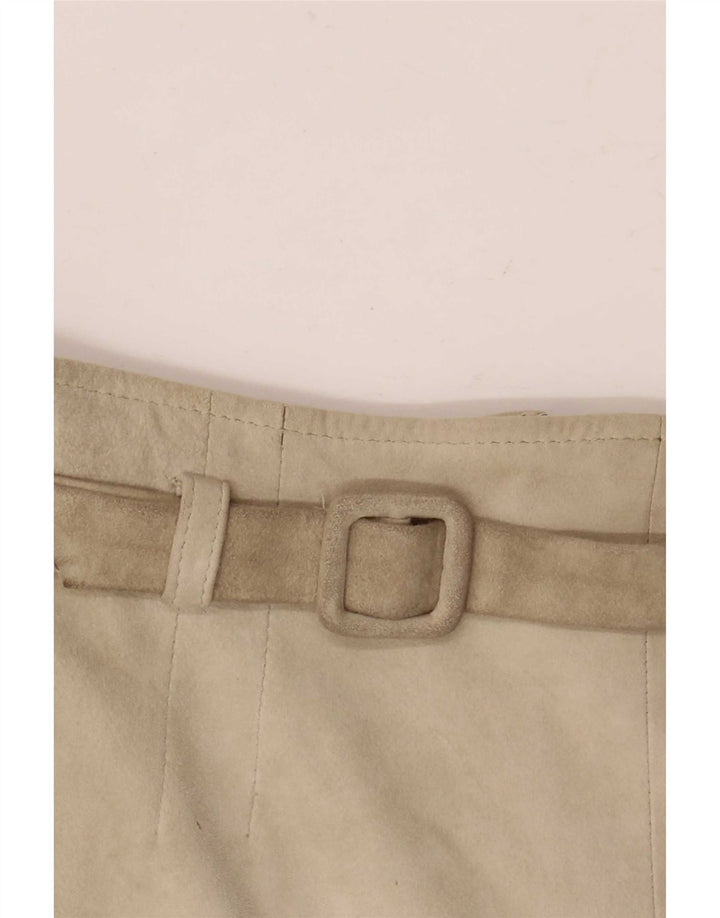 Luna Damen-Wildleder-A-Linien-Rock W28 Mittelbeiges Leder