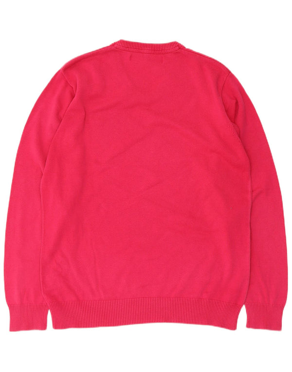 Crew Clothing Womens V-Neck Jumper Sweater UK 14 Medium Pink Cotton