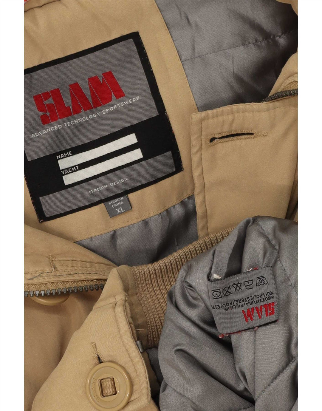 Slam Herren-Bomberjacke mit Kapuze, UK 42, XL, Beige, Polyester