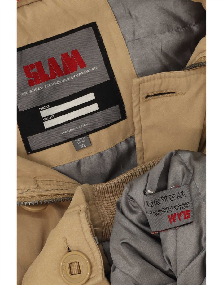 Slam Herren-Bomberjacke mit Kapuze, UK 42, XL, Beige, Polyester