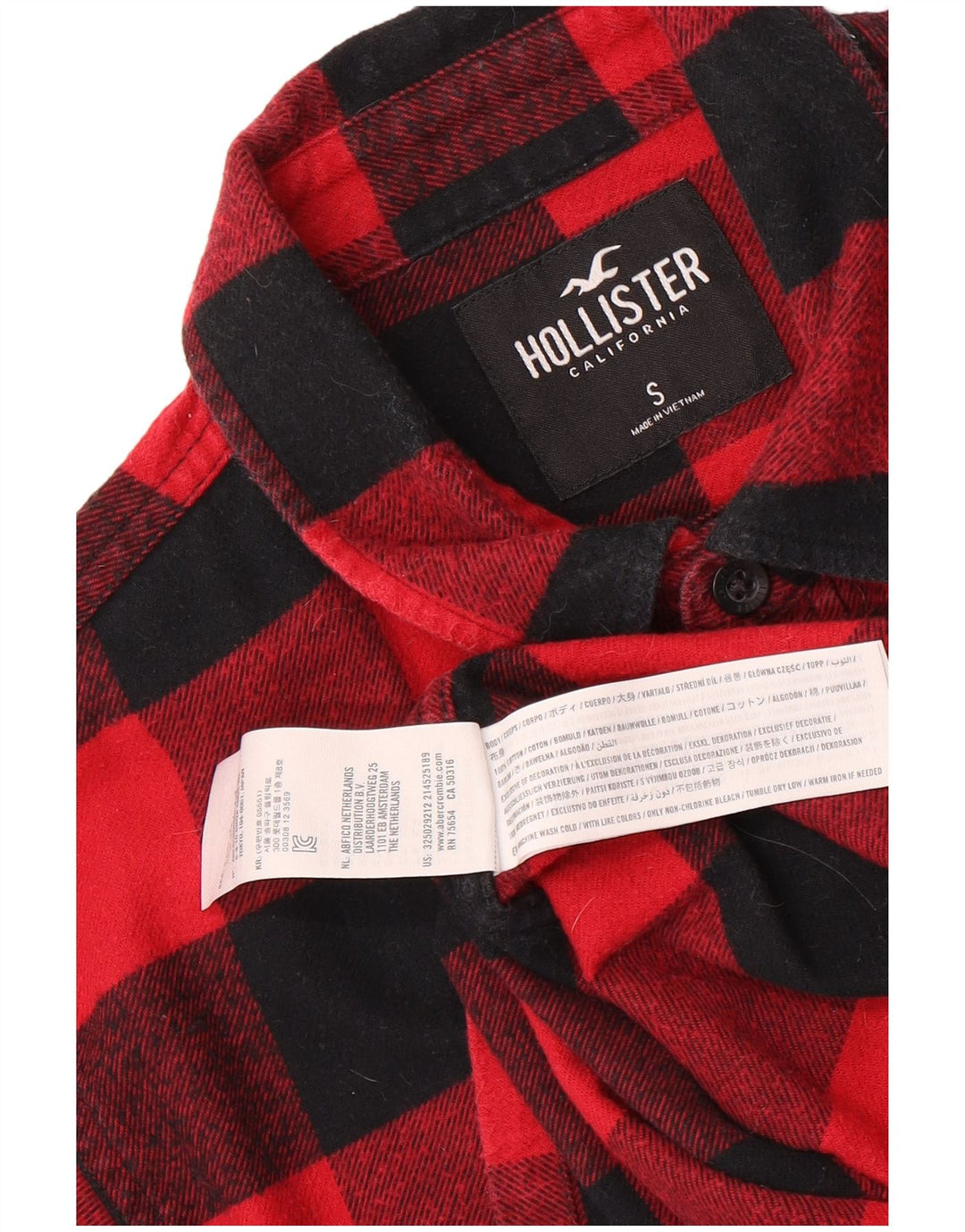 Hollister Herren-Flanellhemd, klein, rot kariert, Baumwolle