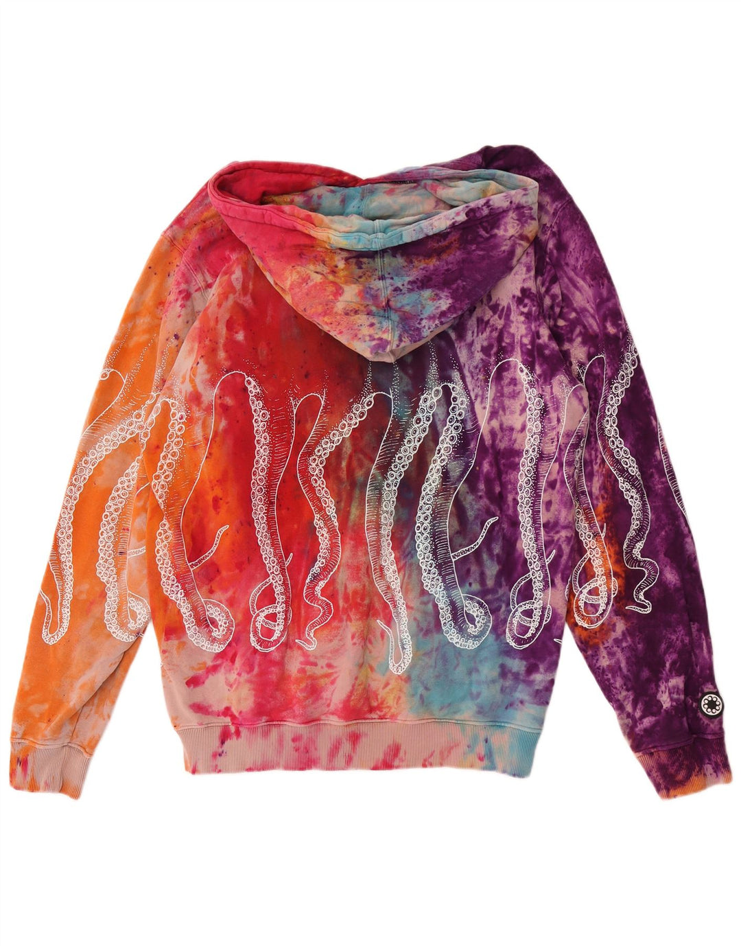 Octopus Herren-Kapuzenpullover mit Grafik, groß, mehrfarbig, Batikfärbung