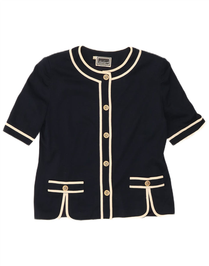 LUISA SPAGNOLI Damen Kurzarm-Blazerjacke IT 44 Mittelmarineblau