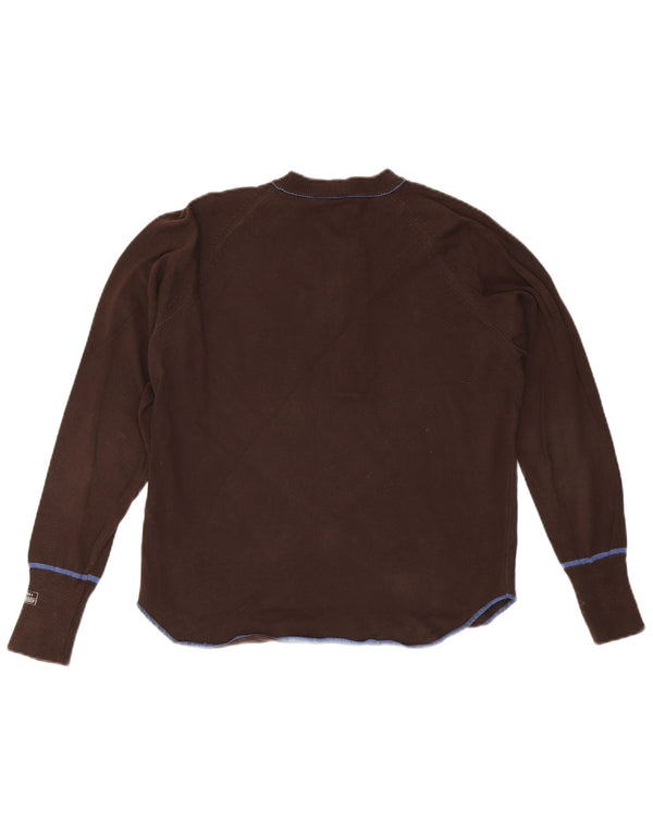 DIESEL Damen-Pullover mit Knopfkragen, UK 14, mittelbraune Baumwolle