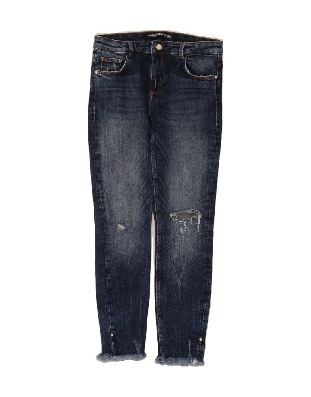 ZARA Womens Distressed Slim Jeans EU 38 Medium W30 L28 Blue Vintage Zara and Second-Hand Zara from Messina Hembry 