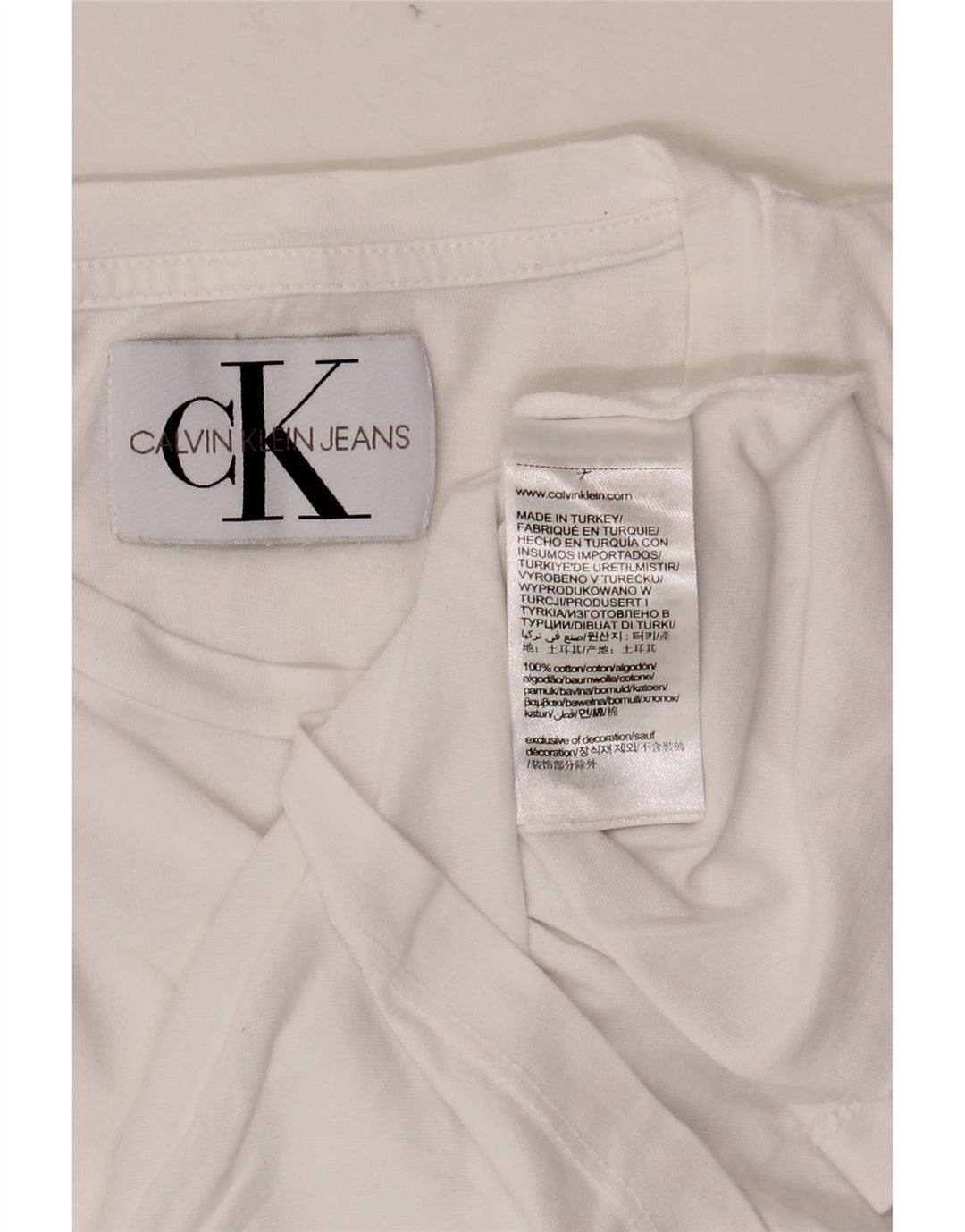 CALVIN KLEIN JEANS Herren-T-Shirt mit Grafik, Größe S, weiße Baumwolle