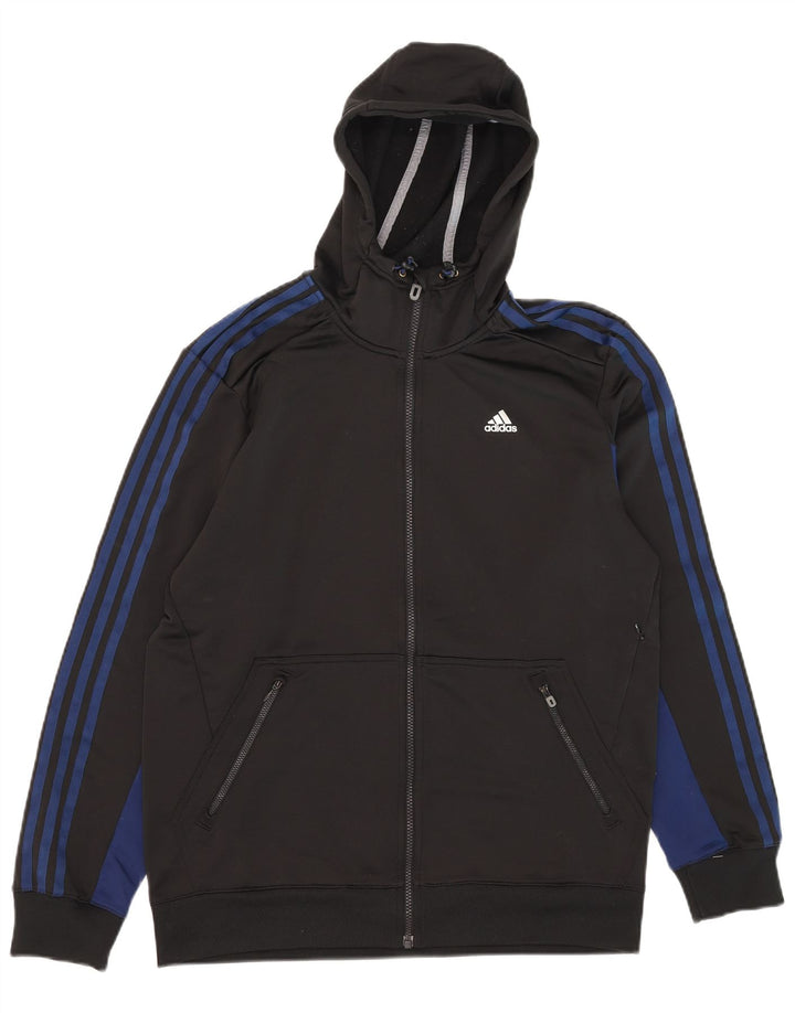 Adidas Herren Climalite Zip Hoodie Pullover Medium Schwarz Colourblock Polyester