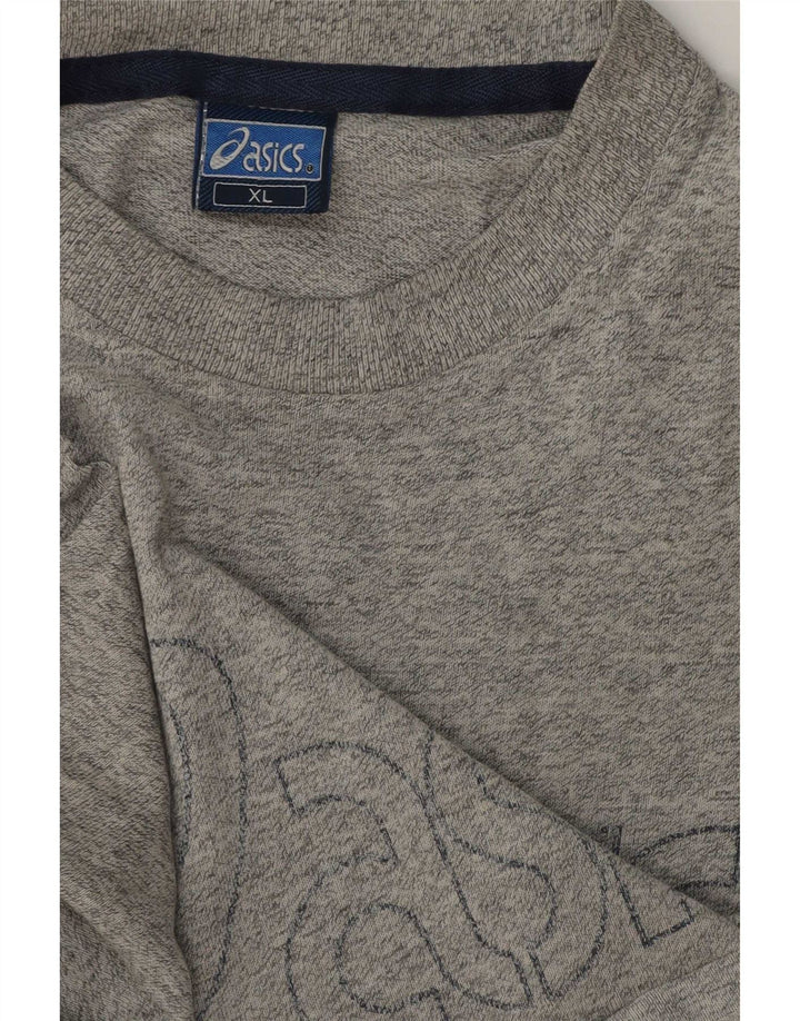 Asics Herren Grafik T-Shirt Top XL Grau gefleckte Baumwolle