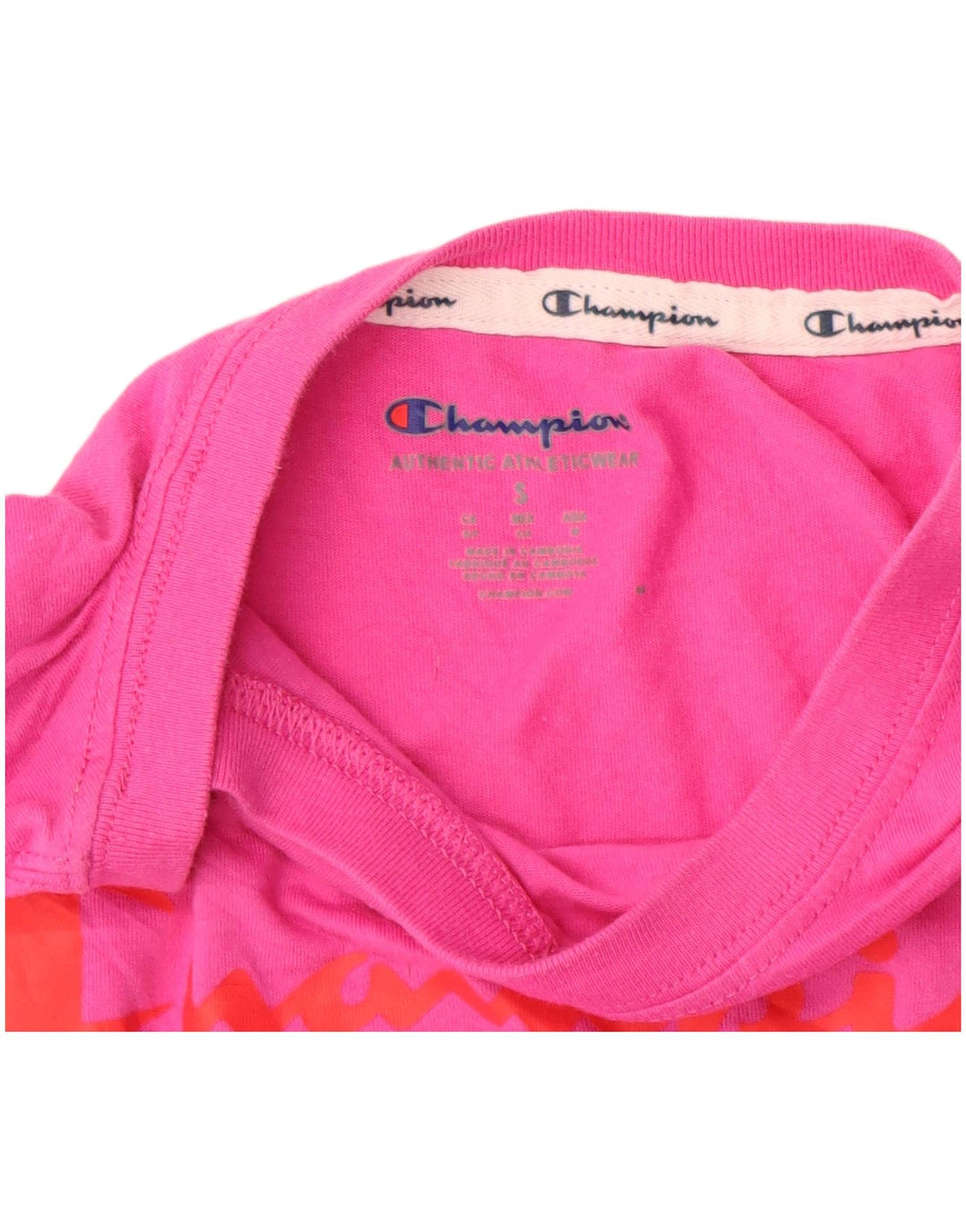 CHAMPION Damen Crop Graphic T-Shirt Top UK 10 Small Pink