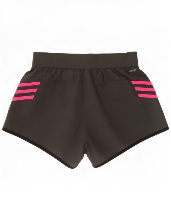 Adidas Damen Climalite Sport Shorts UK 4/6 XS grau gestreift Polyester