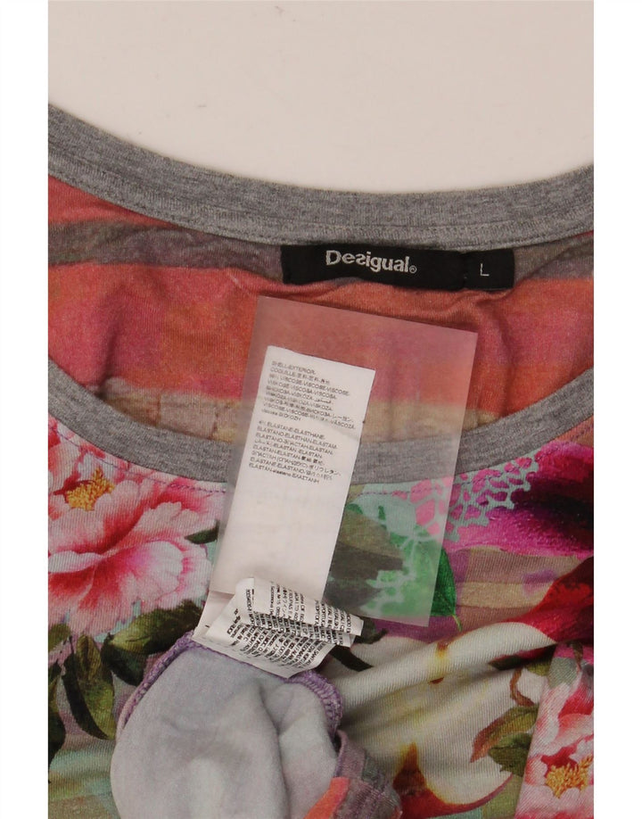 Desigual Damen-Blusenoberteil, reguläre Größe, UK 16, große, mehrfarbige, florale Viskose