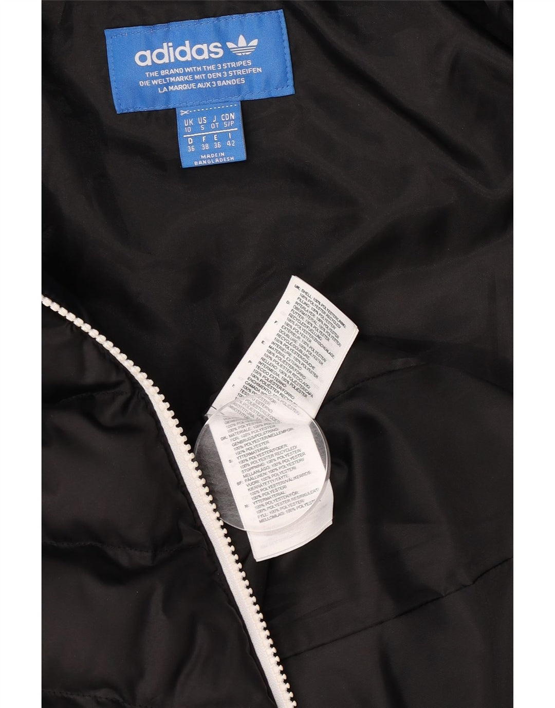 Adidas Damen-Kapuzenjacke, wattiert, Gr. 10, Größe S, Schwarz, Polyester