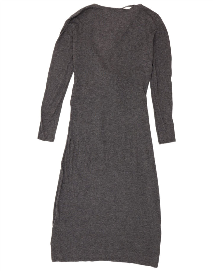Zara Damen Langarm-Pulloverkleid UK 10 Small Grau Polyester