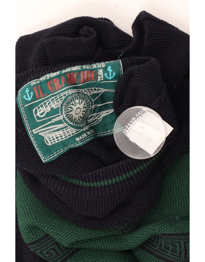 Il Granchio Herren-Pullover mit Rundhalsausschnitt, Mittelgrün, Farbblock