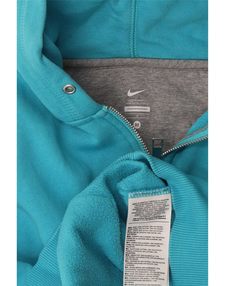 Nike Damen Zip Hoodie Pullover UK 12 Mittelblaue Baumwolle