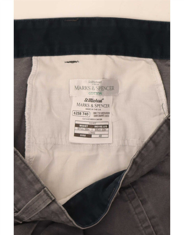 Marks & Spencer Herren-Chinohose mit Pegged, W38, L33, graue Baumwolle