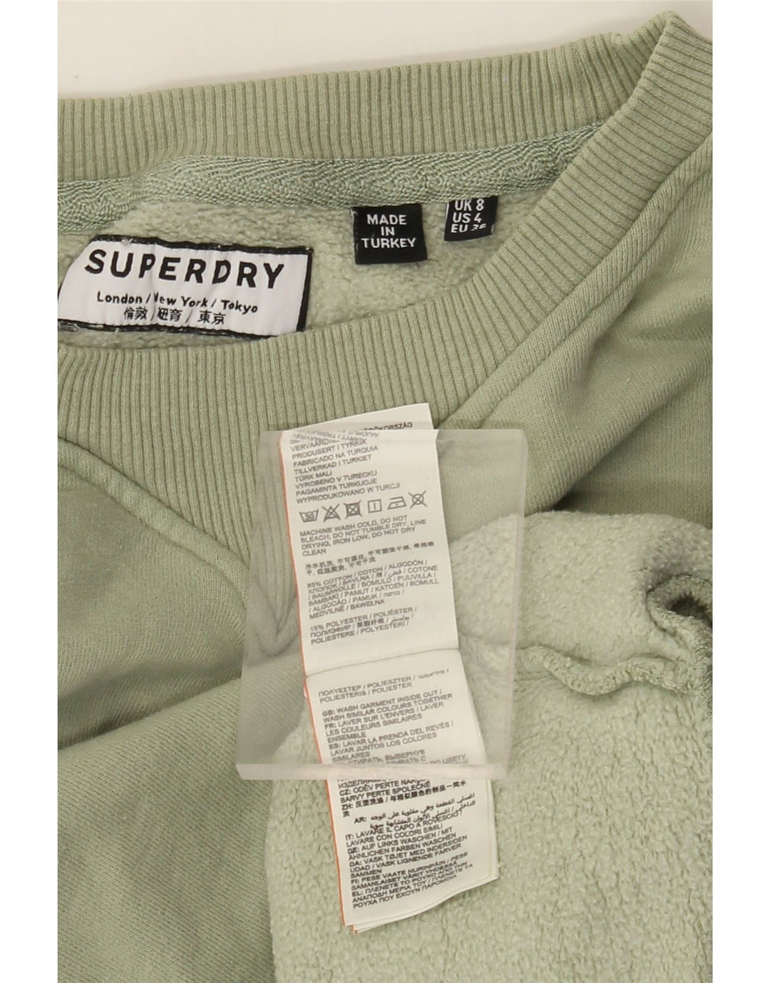 Superdry Damen-Sweatshirt mit Grafik, übergroß, Gr. 8, Grün, Baumwolle