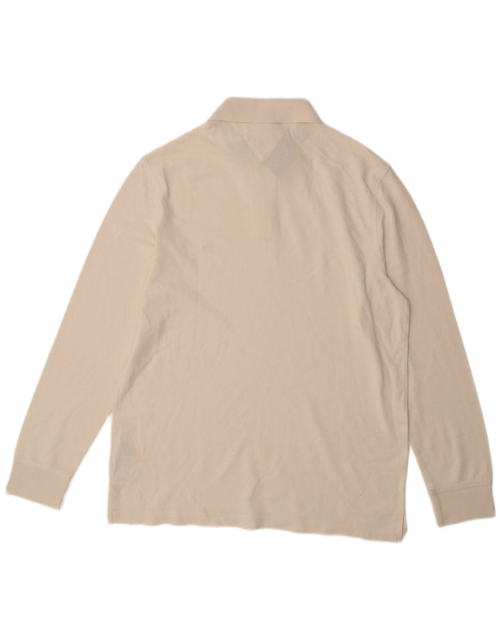 TOMMY HILFIGER Herren-Poloshirt mit normaler Passform, langärmelig, groß, gebrochenes Weiß