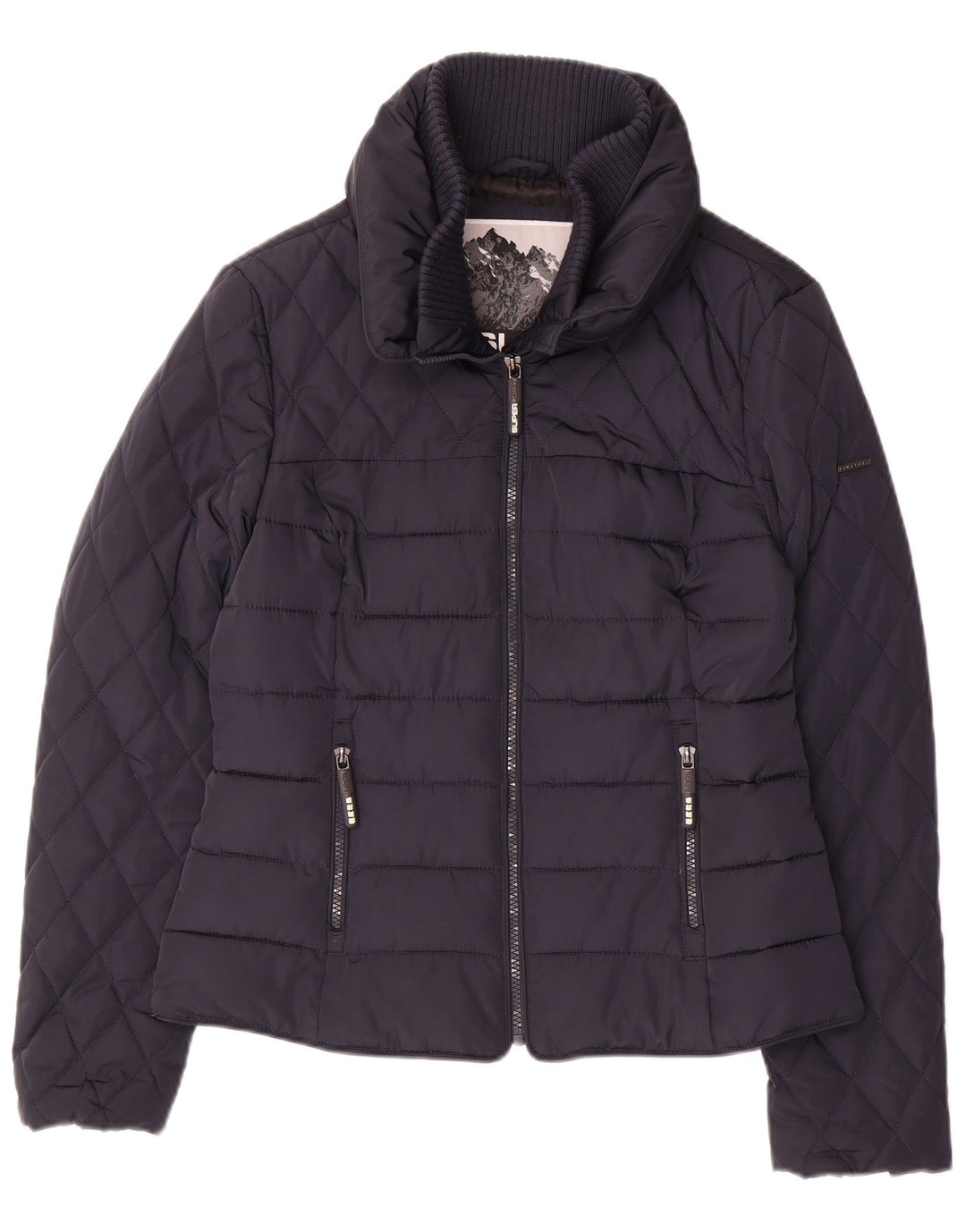 Superdry Damen Wattierte Jacke UK 14 Medium Marineblau Polyester
