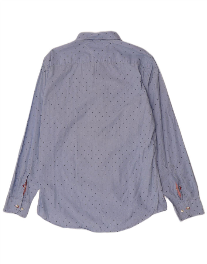 Tommy Hilfiger Herrenhemd, groß, blaue Nadelstreifen-Baumwolle