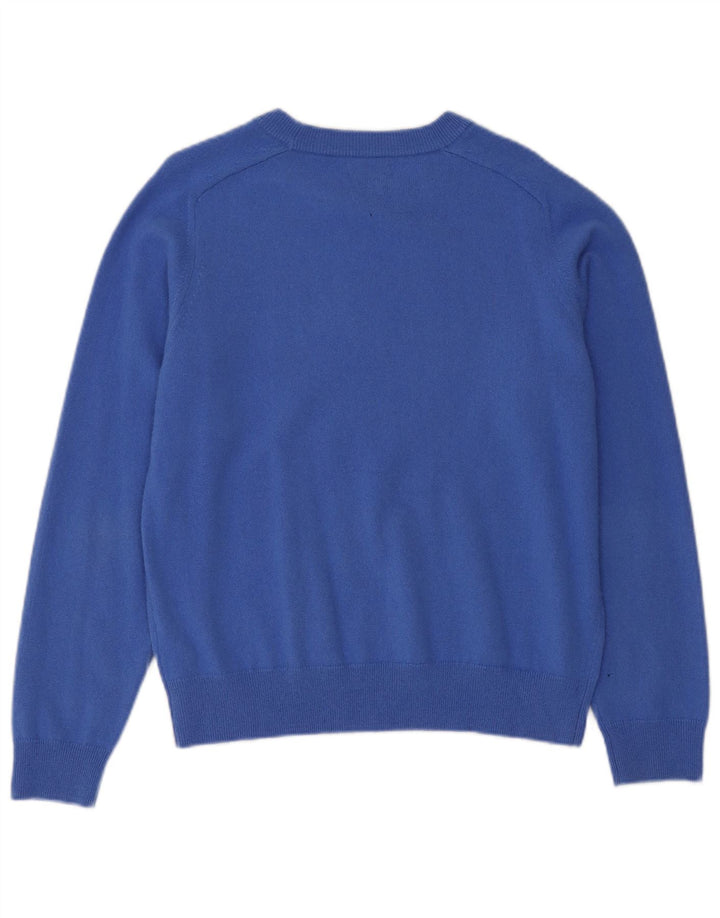 Massimo Dutti Herren-Pullover mit Rundhalsausschnitt, XL, blaue Wolle